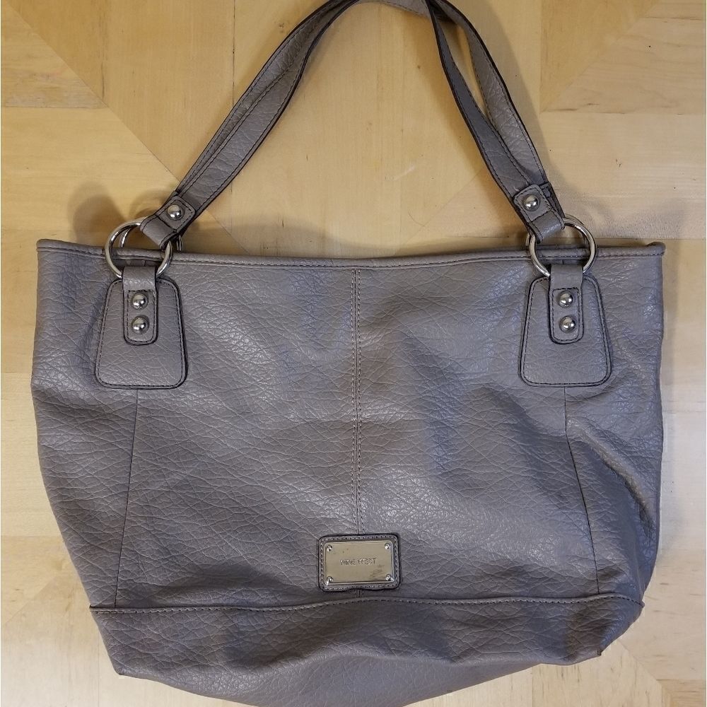 Nine West Faux Leather Gray Taupe Tote Bag